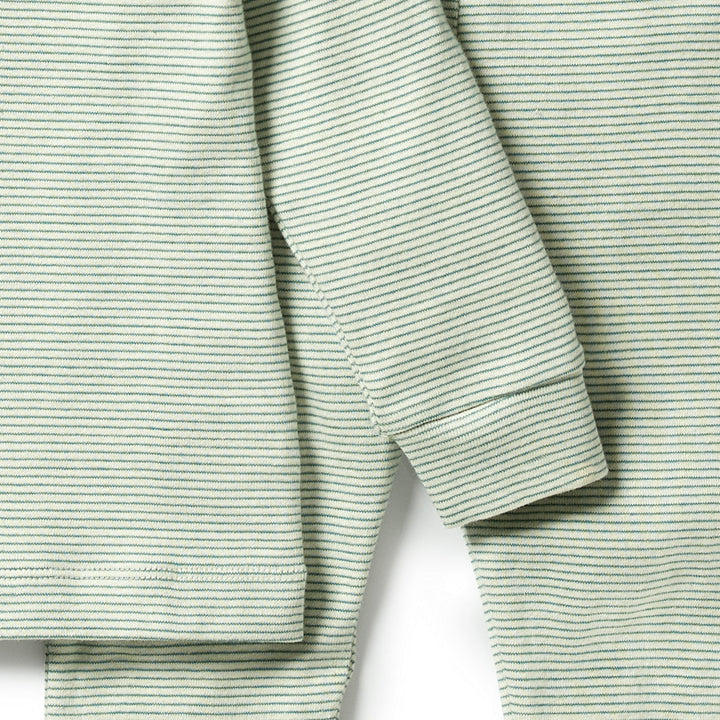 Wilson and Frenchy Organic Stripe Rib Henley Pyjamas - Deep Sea