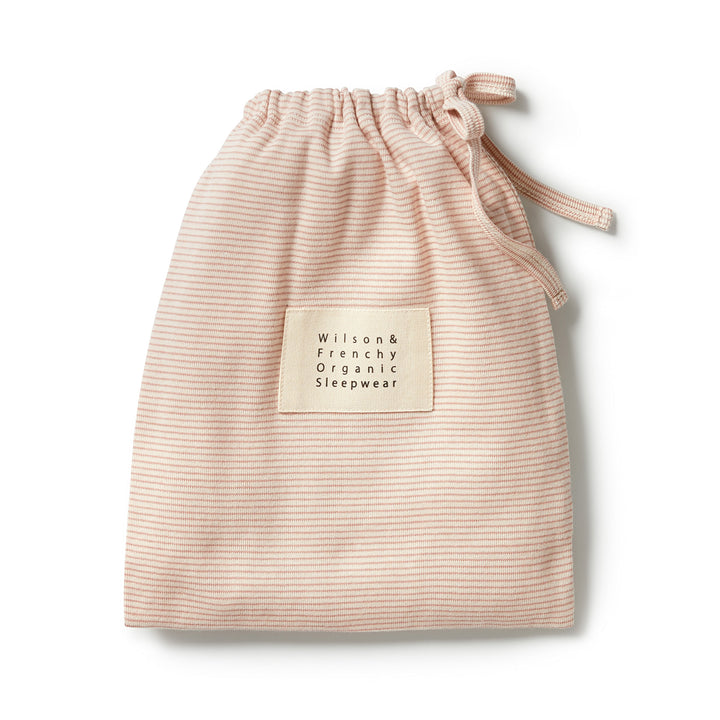 Wilson and Frenchy Organic Stripe Rib Henley Pyjamas - Rose