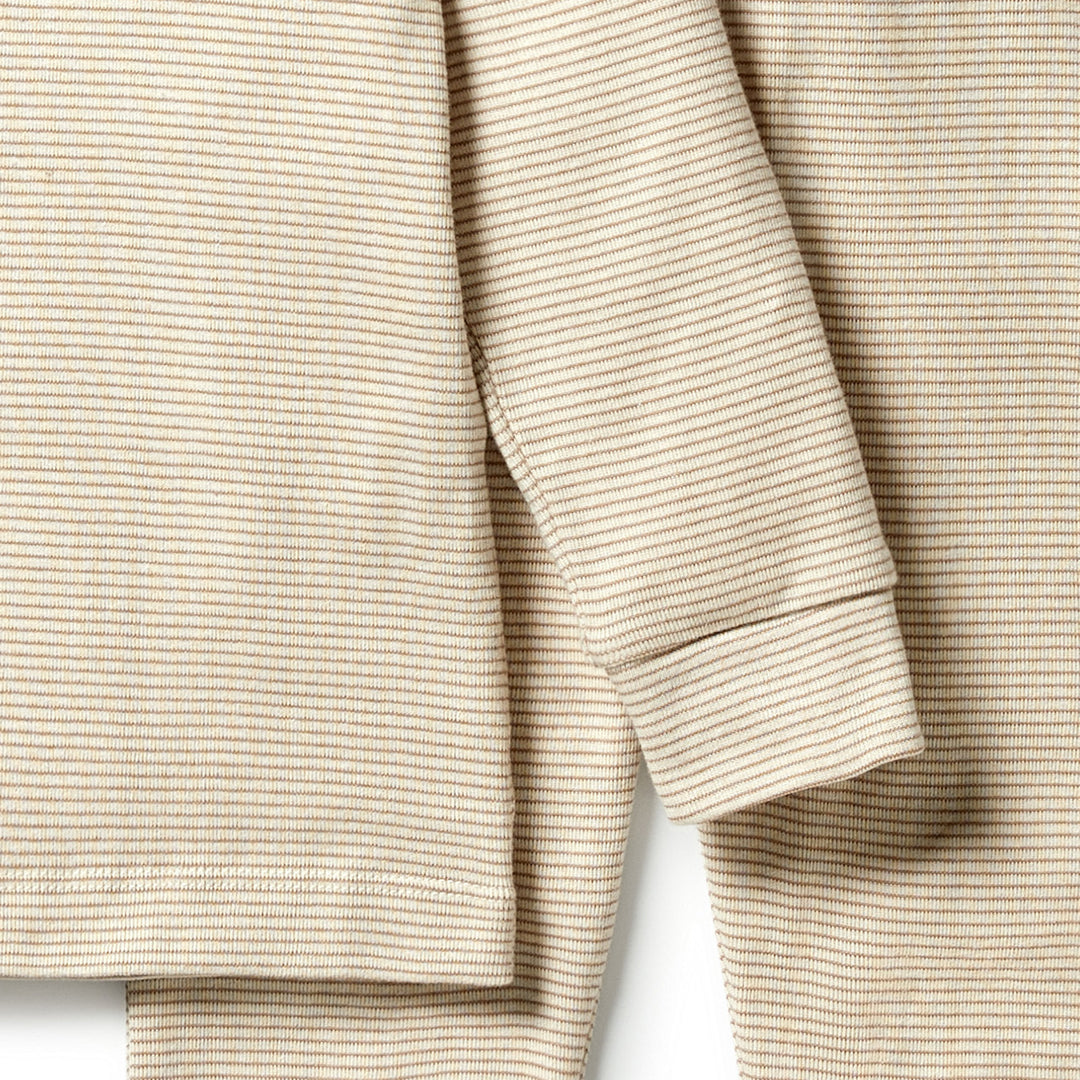 Wilson and Frenchy Organic Stripe Rib Henley Pyjamas - Nougat