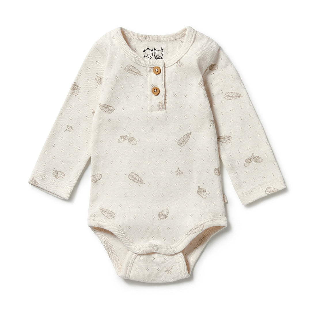 Wilson and Frenchy Organic Pointelle Henley Bodysuit - Little Acorn