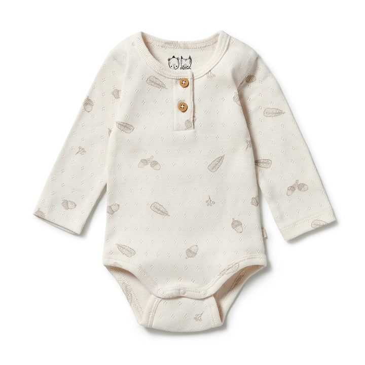 Wilson and Frenchy Organic Pointelle Henley Bodysuit - Little Acorn