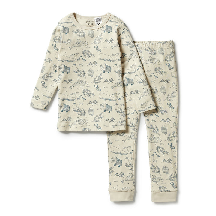 Wilson and Frenchy Organic Long Sleeve Pyjamas - Arctic Blast