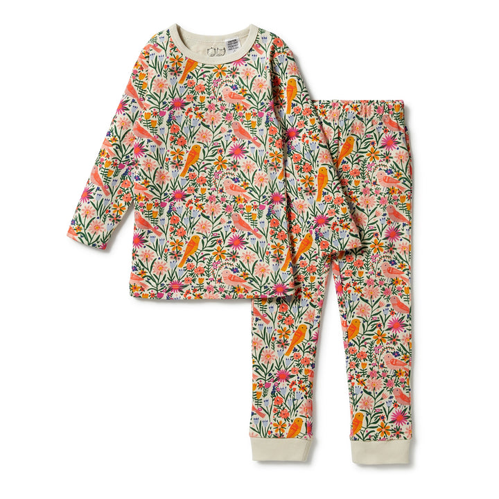 Wilson and Frenchy Organic Long Sleeve Pyjamas - Birdy Floral