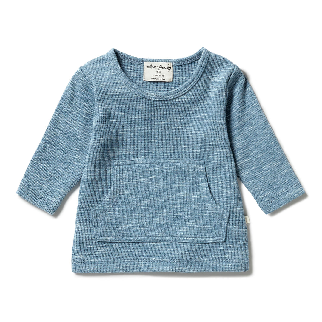 Wilson and Frenchy Organic Waffle Pocket Top - Bluestone