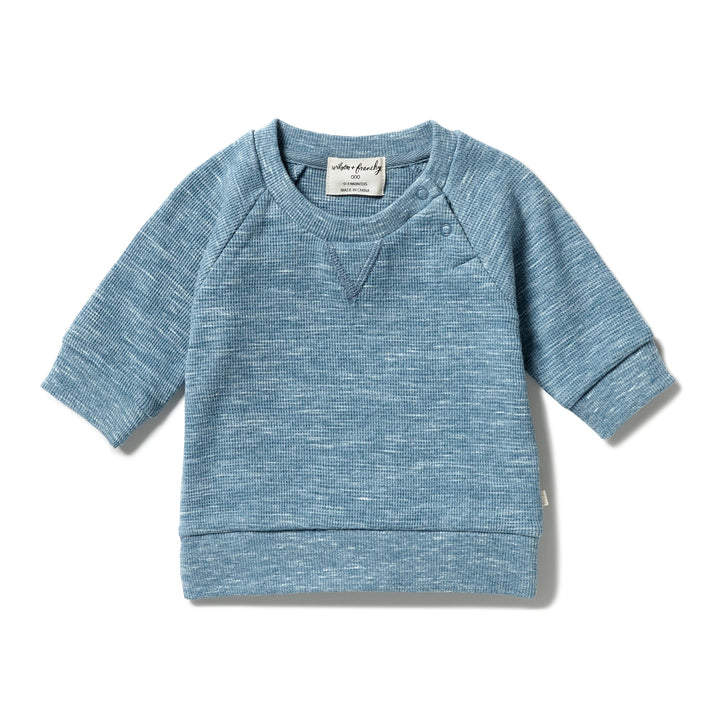 Wilson and Frenchy Organic Waffle Sweat - Bluestone