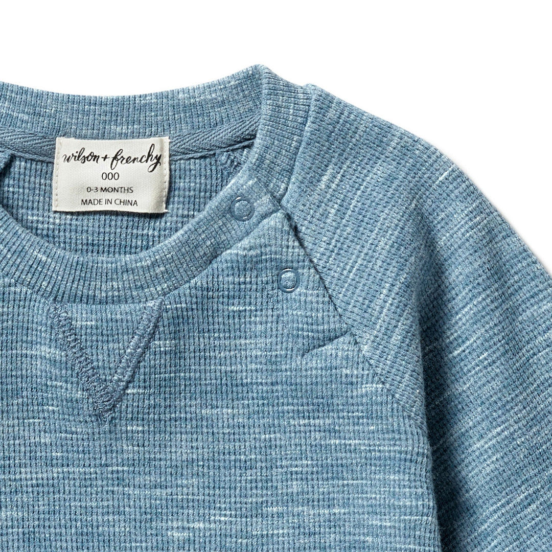 Wilson and Frenchy Organic Waffle Sweat - Bluestone