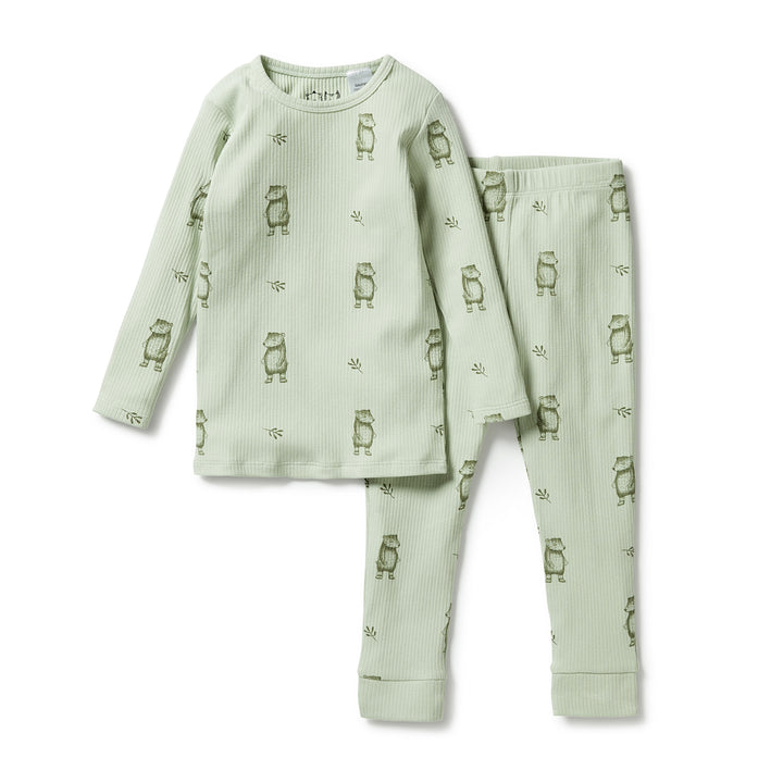Wilson and Frenchy Organic Rib Long Sleeve Pyjamas - Bear Hug