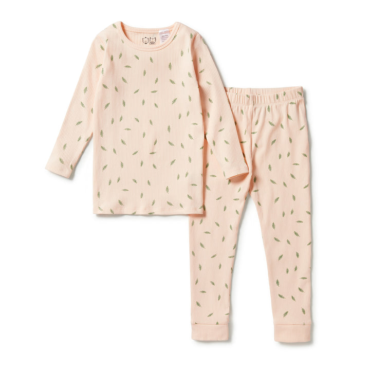 Wilson and Frenchy Organic Rib Long Sleeve Pyjamas - Falling Leaf