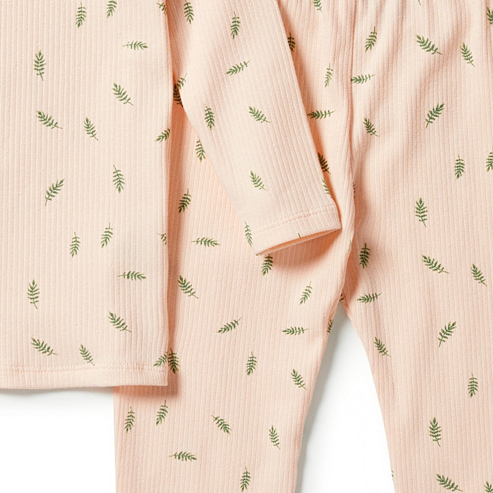 Wilson and Frenchy Organic Rib Long Sleeve Pyjamas - Falling Leaf