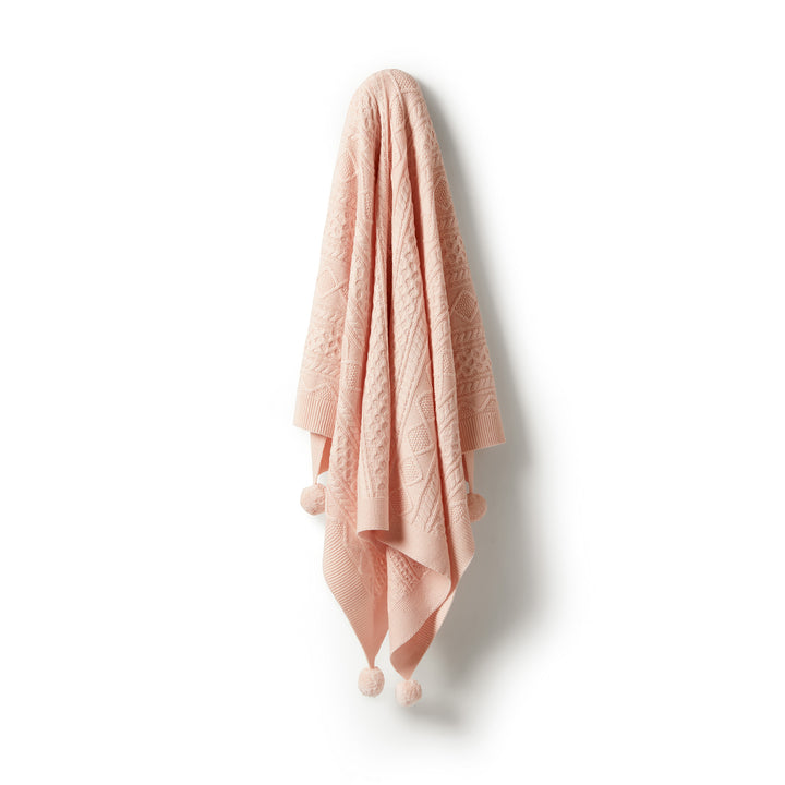 Wilson and Frenchy Knitted Mini Cable Blanket - Blush