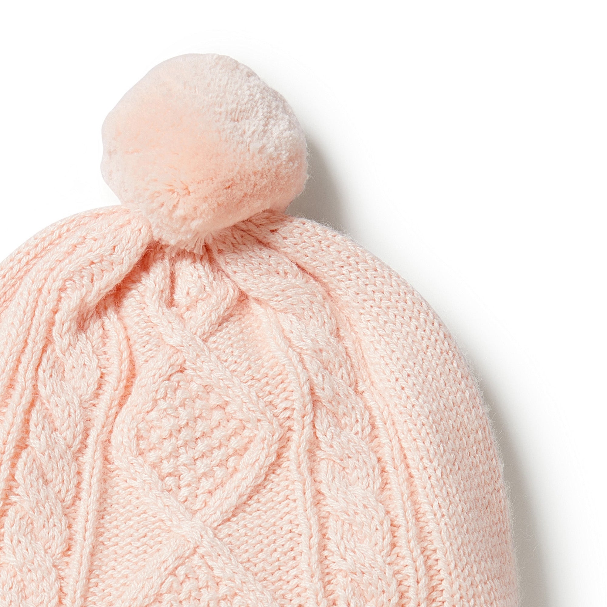 Knitted Mini Cable Hat - Blush