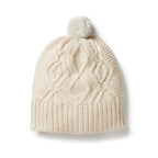 Knitted Cable Hat - Sand Melange