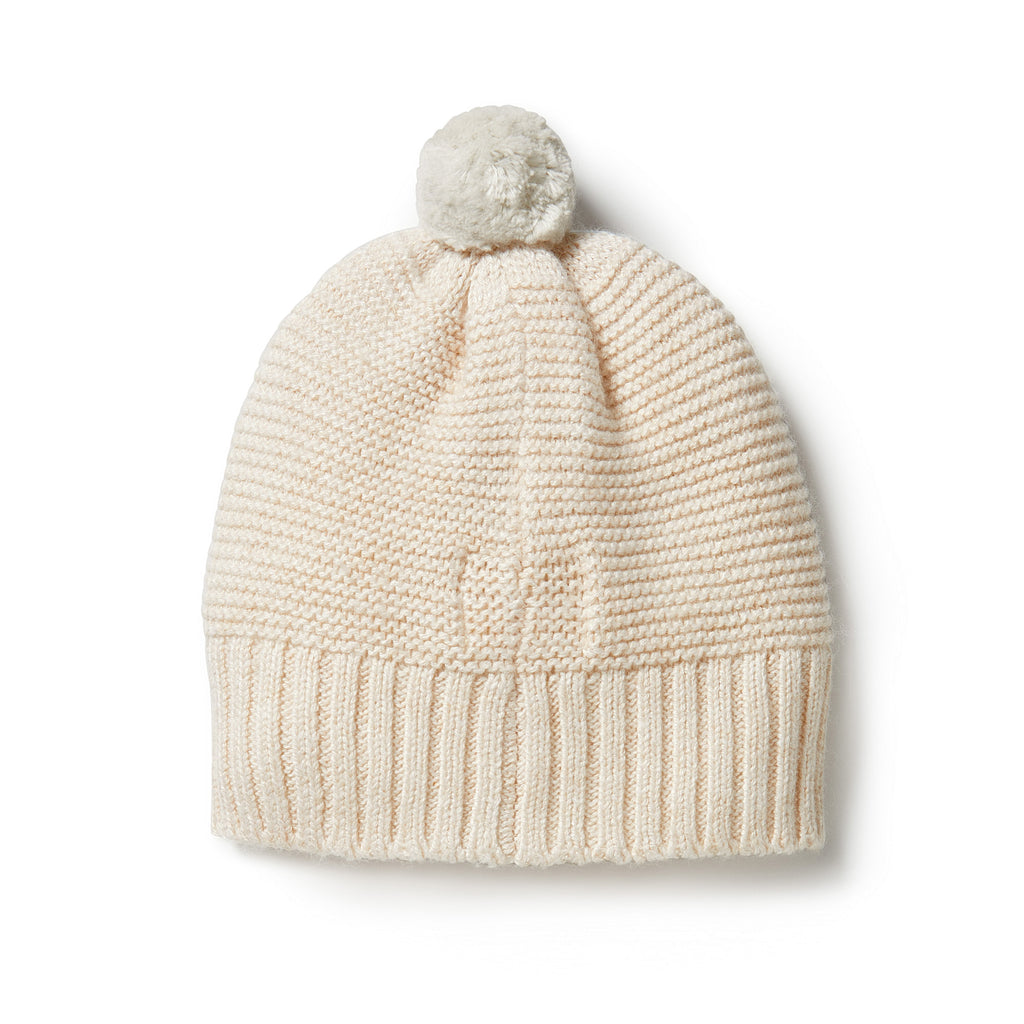 Knitted Cable Hat - Sand Melange
