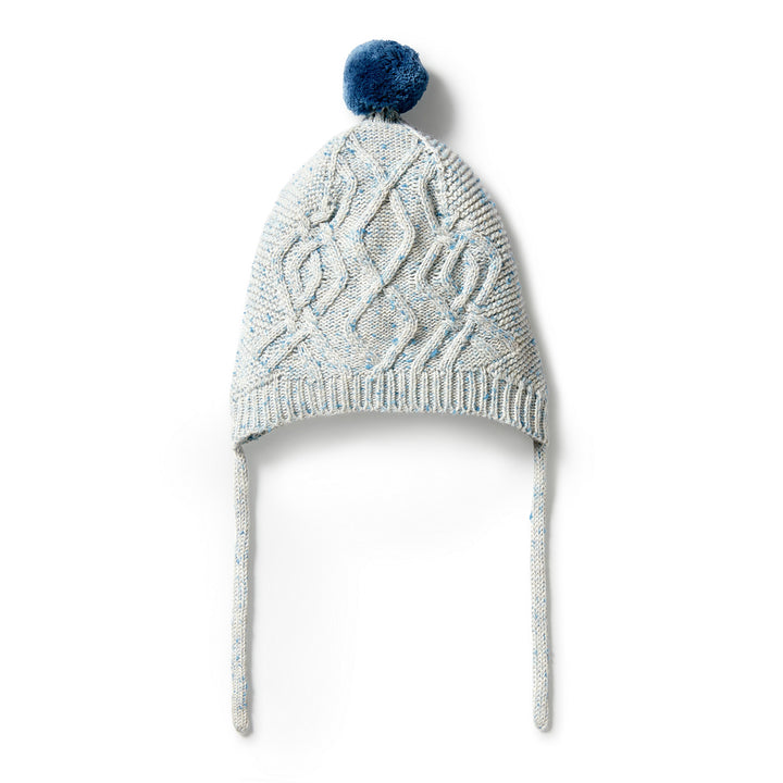 Wilson and Frenchy Knitted Cable Bonnet - Bluestone Fleck