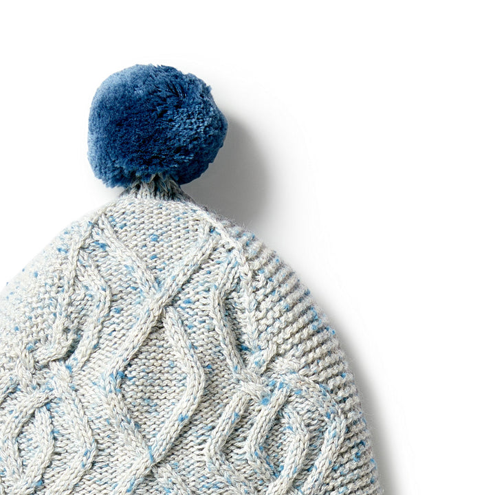 Wilson and Frenchy Knitted Cable Bonnet - Bluestone Fleck