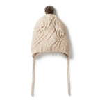 Knitted Cable Bonnet - Oatmeal Melange