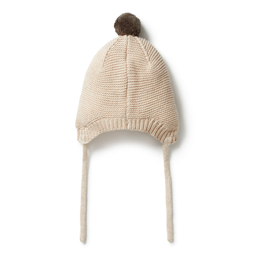 Knitted Cable Bonnet - Oatmeal Melange