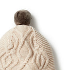 Knitted Cable Bonnet - Oatmeal Melange