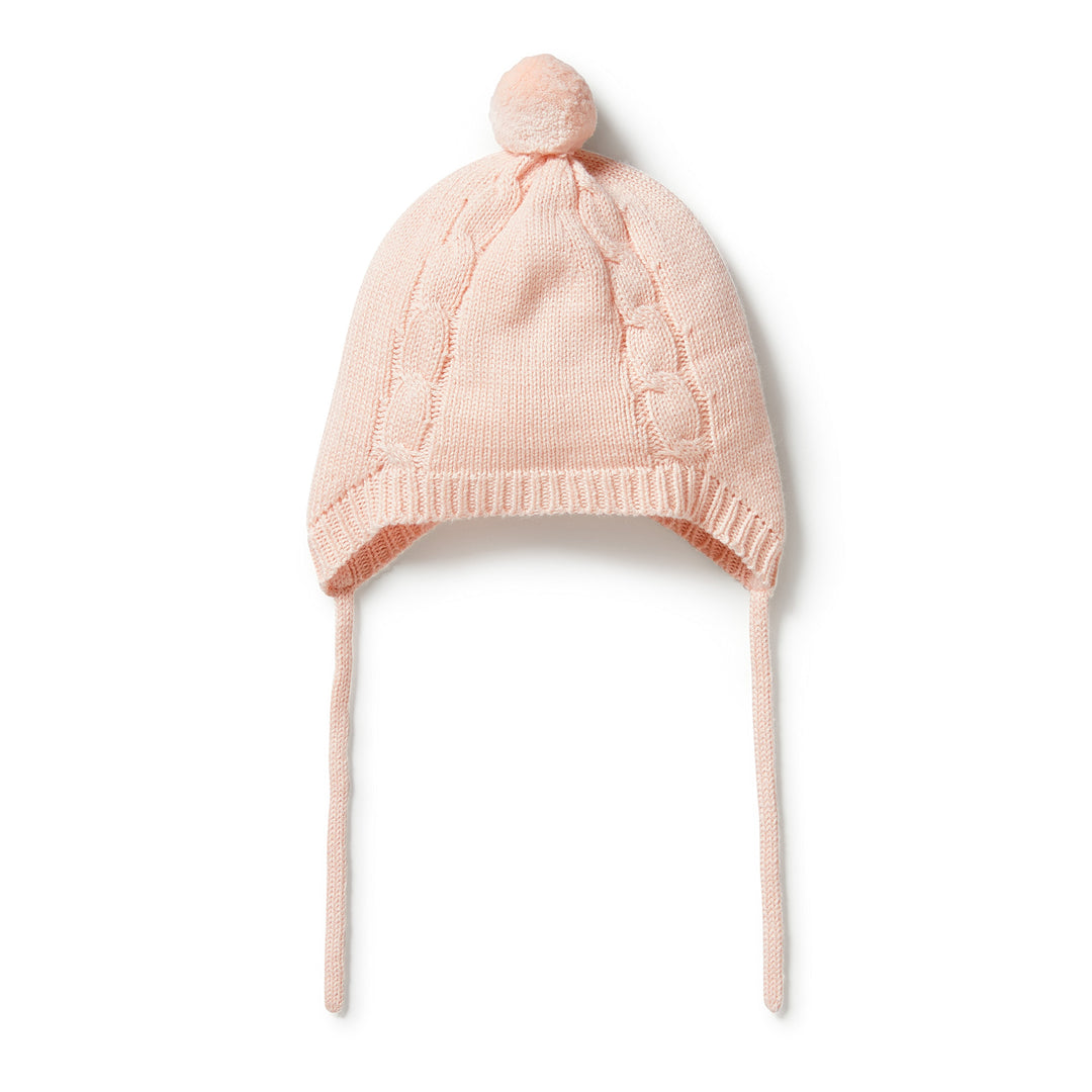 Wilson and Frenchy Knitted Mini Cable Bonnet - Blush