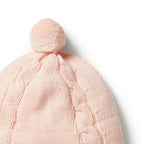 Knitted Mini Cable Bonnet - Blush