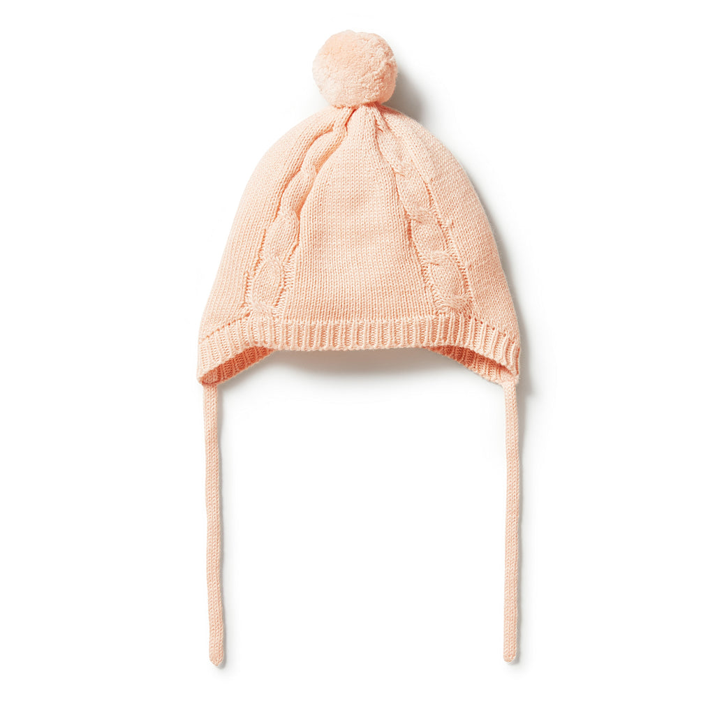 Knitted Mini Cable Bonnet - Shell