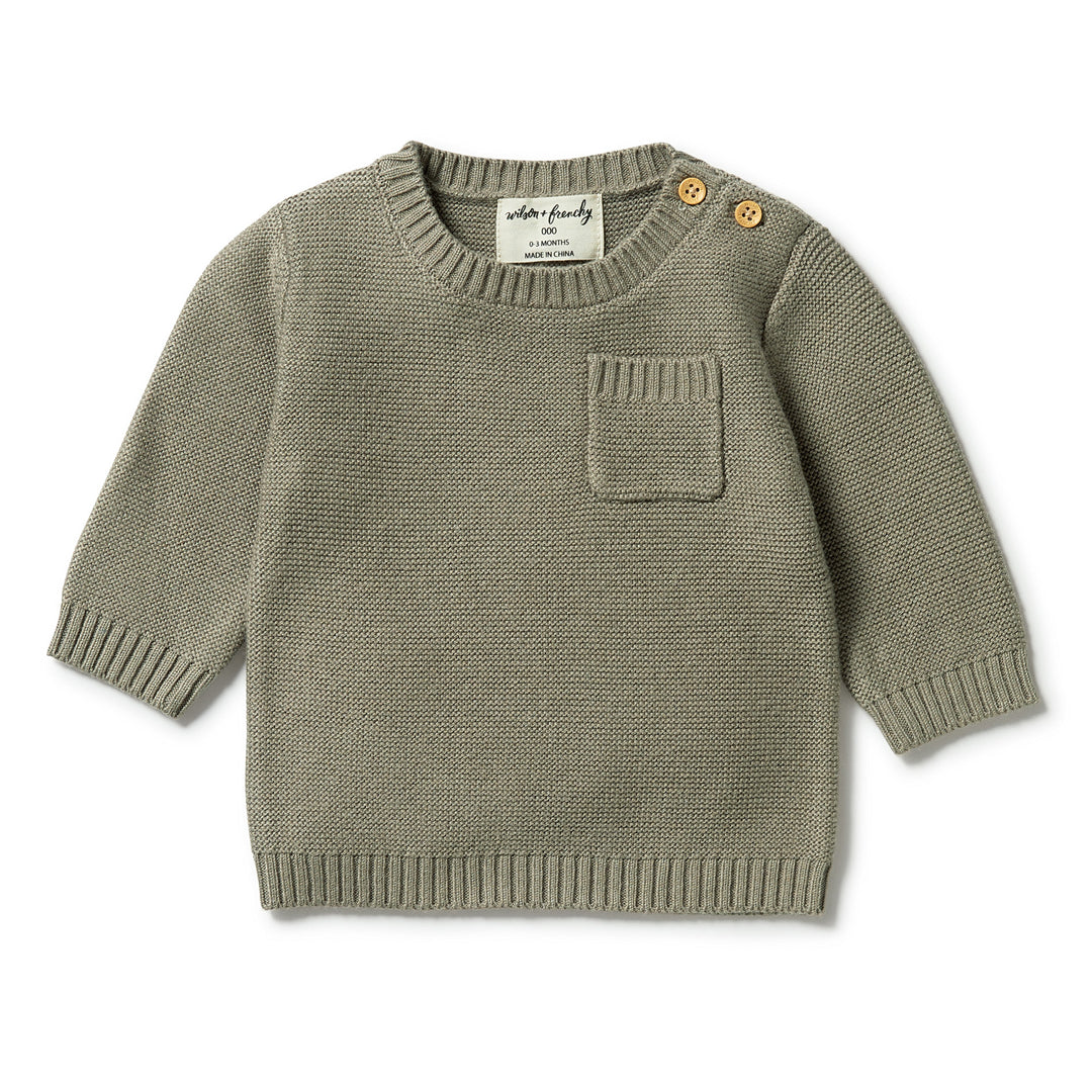 Wilson and Frenchy Knitted Pocket Jumper - Dark Ivy