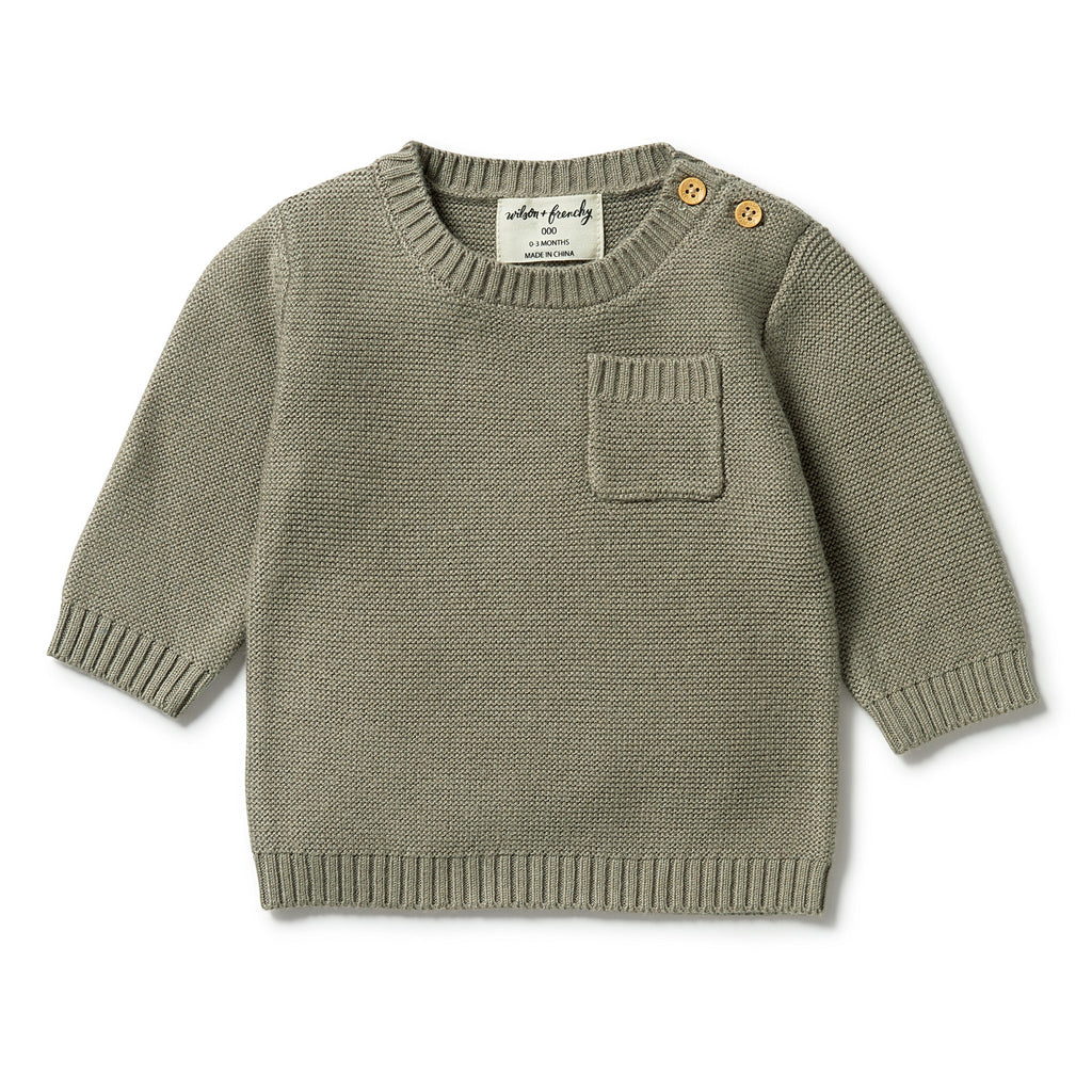 Wilson and Frenchy Knitted Pocket Jumper - Dark Ivy