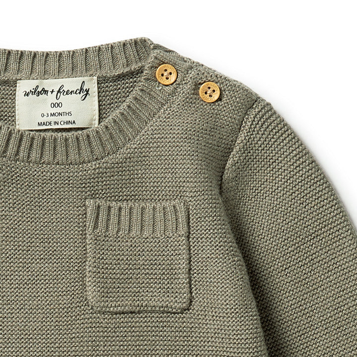 Wilson and Frenchy Knitted Pocket Jumper - Dark Ivy