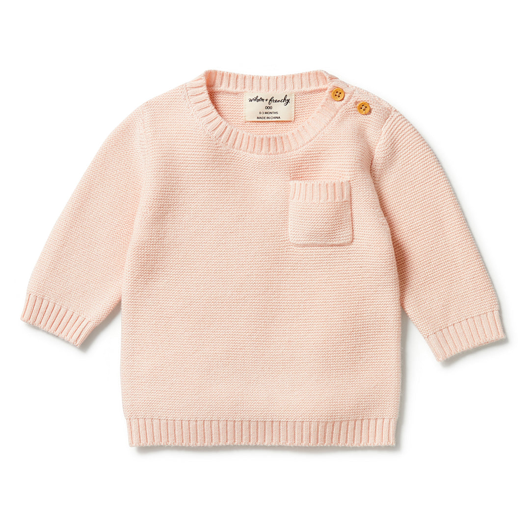 Wilson and Frenchy Knitted Pocket Jumper - Blush