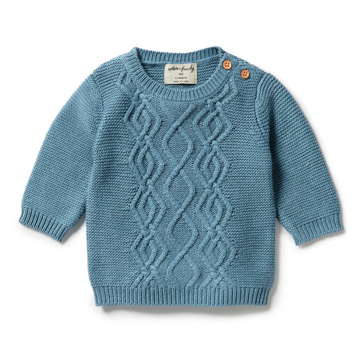 Wilson and Frenchy Knitted Cable Jumper - Bluestone