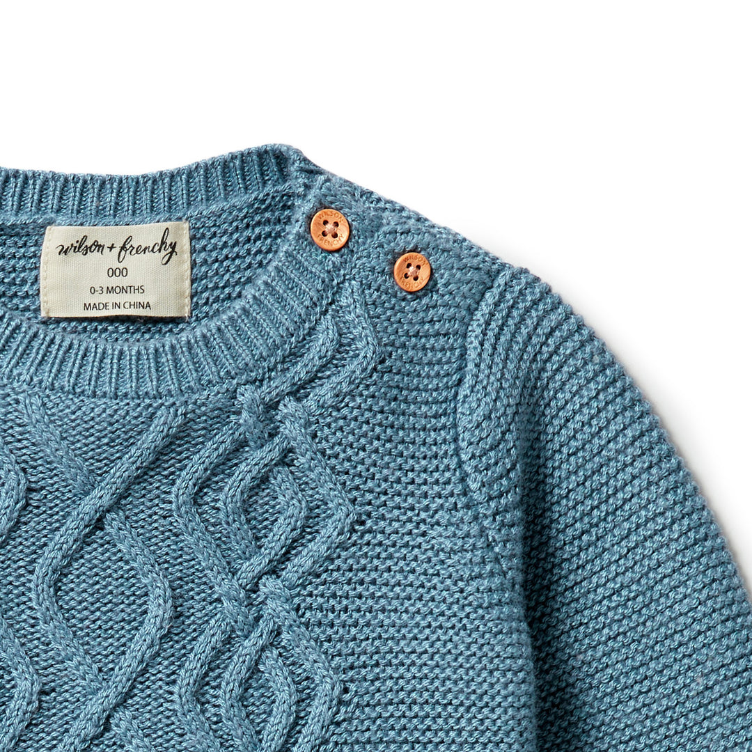 Wilson and Frenchy Knitted Cable Jumper - Bluestone