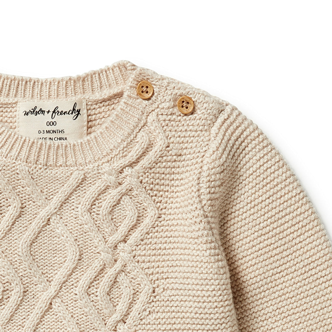 Wilson and Frenchy Knitted Cable Jumper - Oatmeal Melange
