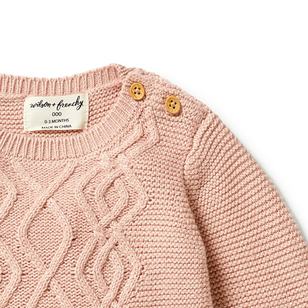 Wilson and Frenchy Knitted Cable Jumper - Rose