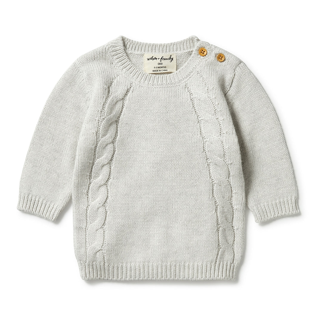 Wilson and Frenchy Knitted Mini Cable Jumper - Grey Melange