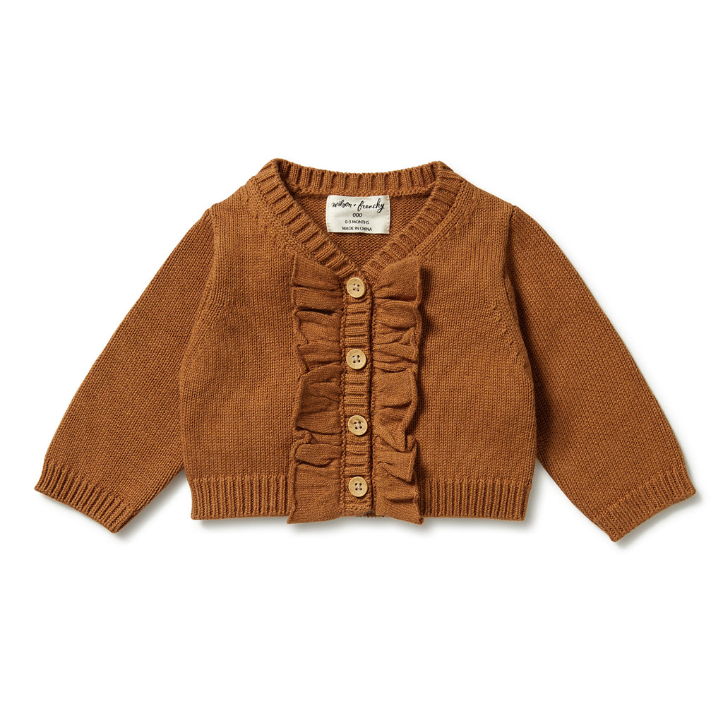 Knitted Ruffle Cardigan - Spice