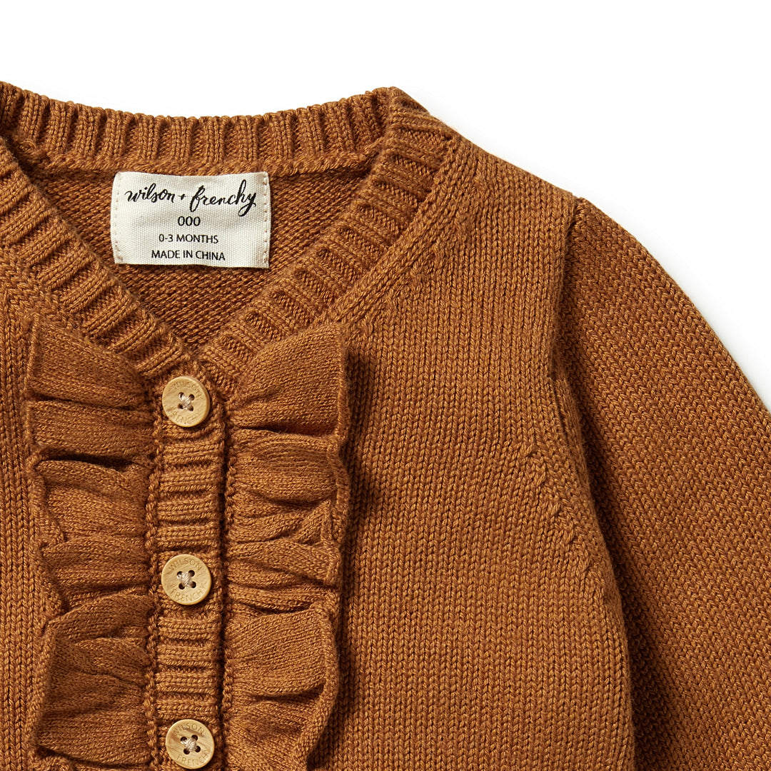 Wilson and Frenchy Knitted Ruffle Cardigan - Spice