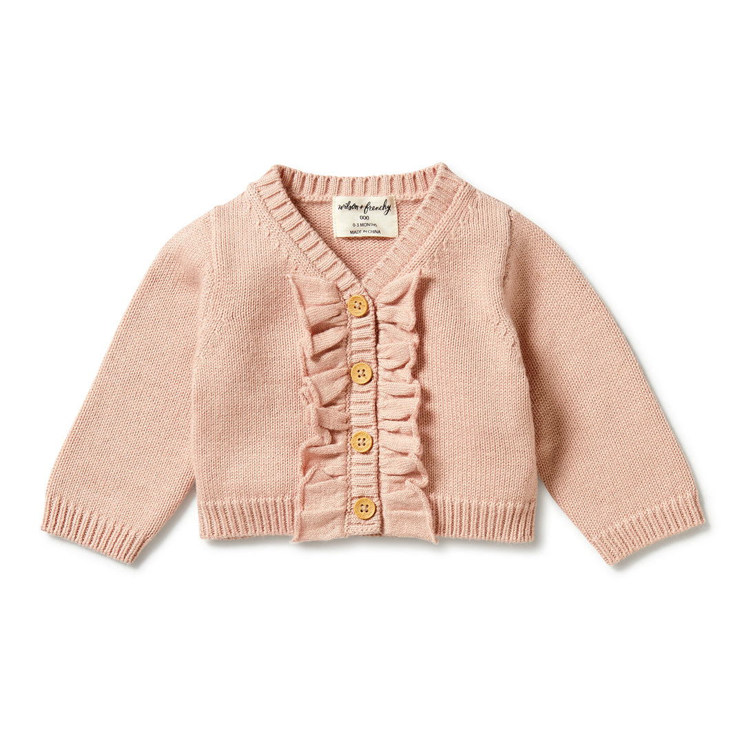 Wilson and Frenchy Knitted Ruffle Cardigan - Rose
