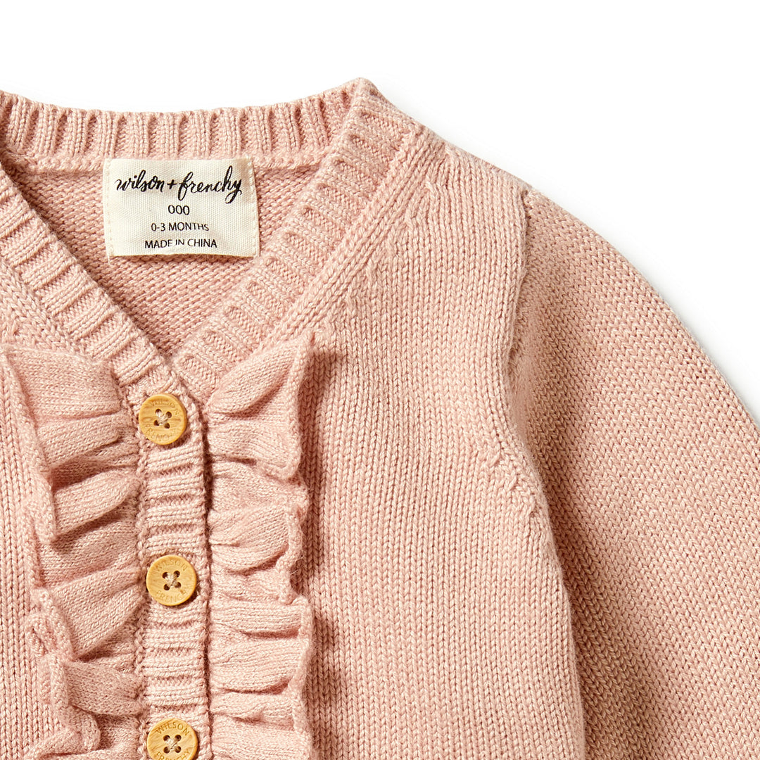 Wilson and Frenchy Knitted Ruffle Cardigan - Rose