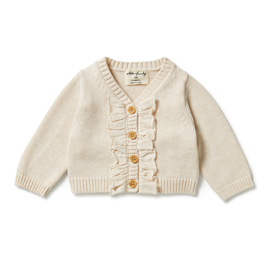 Wilson and Frenchy Knitted Ruffle Cardigan - Sand Melange