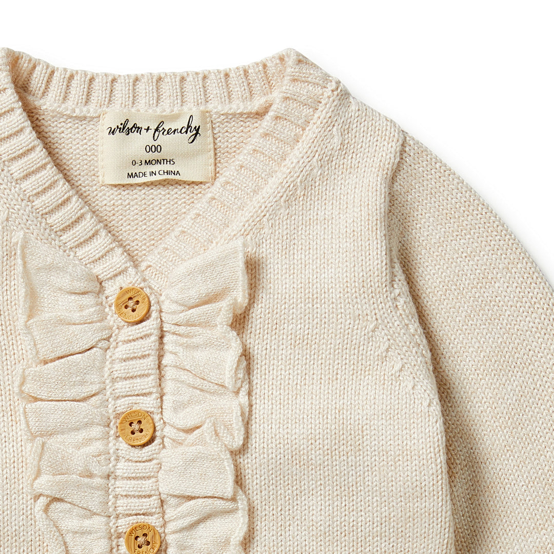 Wilson and Frenchy Knitted Ruffle Cardigan - Sand Melange