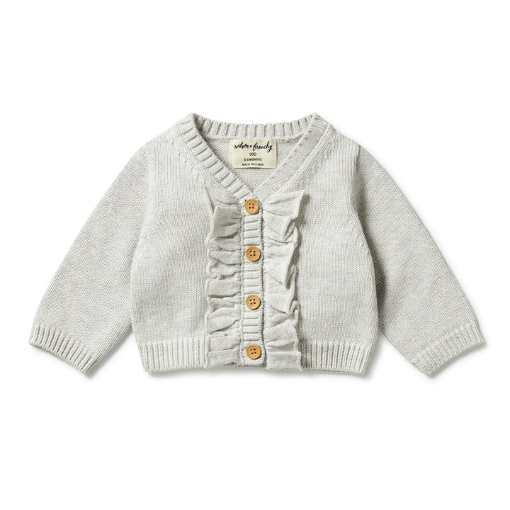 Wilson and Frenchy Knitted Ruffle Cardigan - Grey Melange