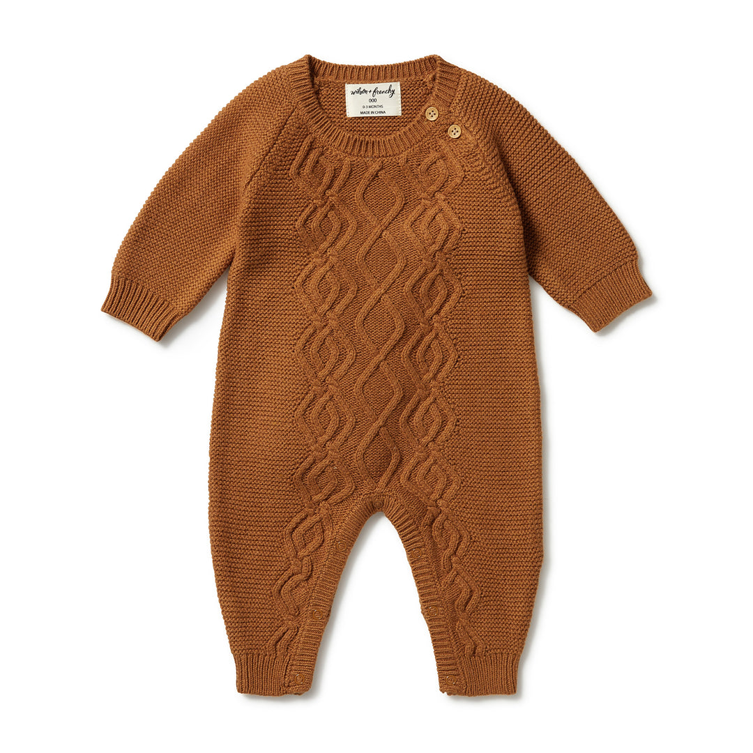 Wilson and Frenchy Knitted Cable Growsuit - Spice