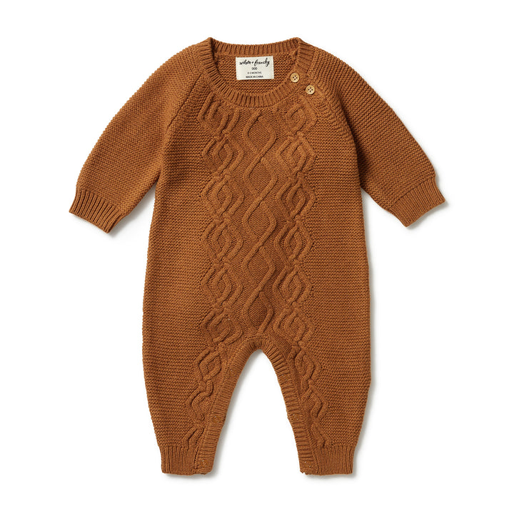 Wilson and Frenchy Knitted Cable Growsuit - Spice