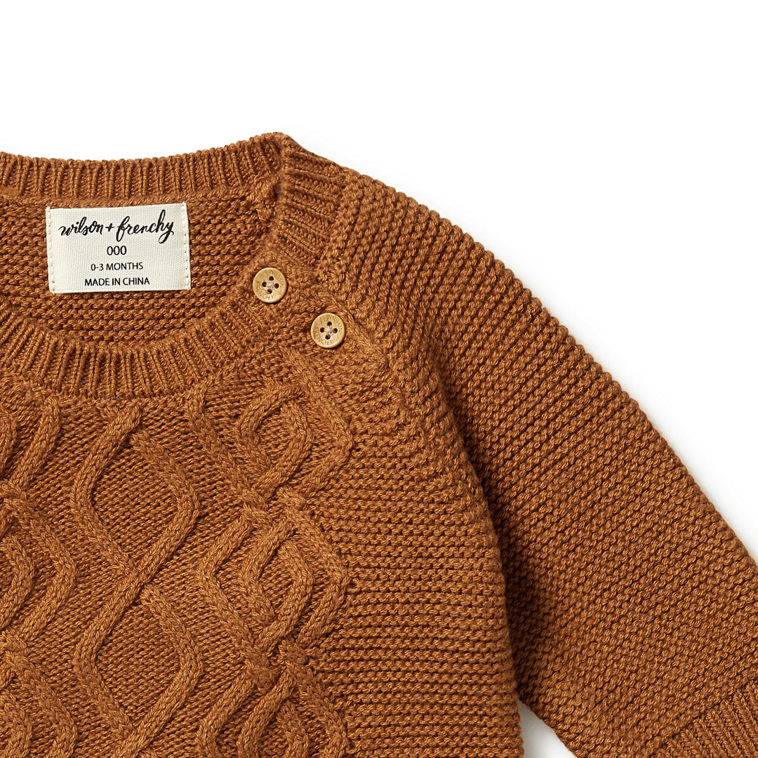 Wilson and Frenchy Knitted Cable Growsuit - Spice