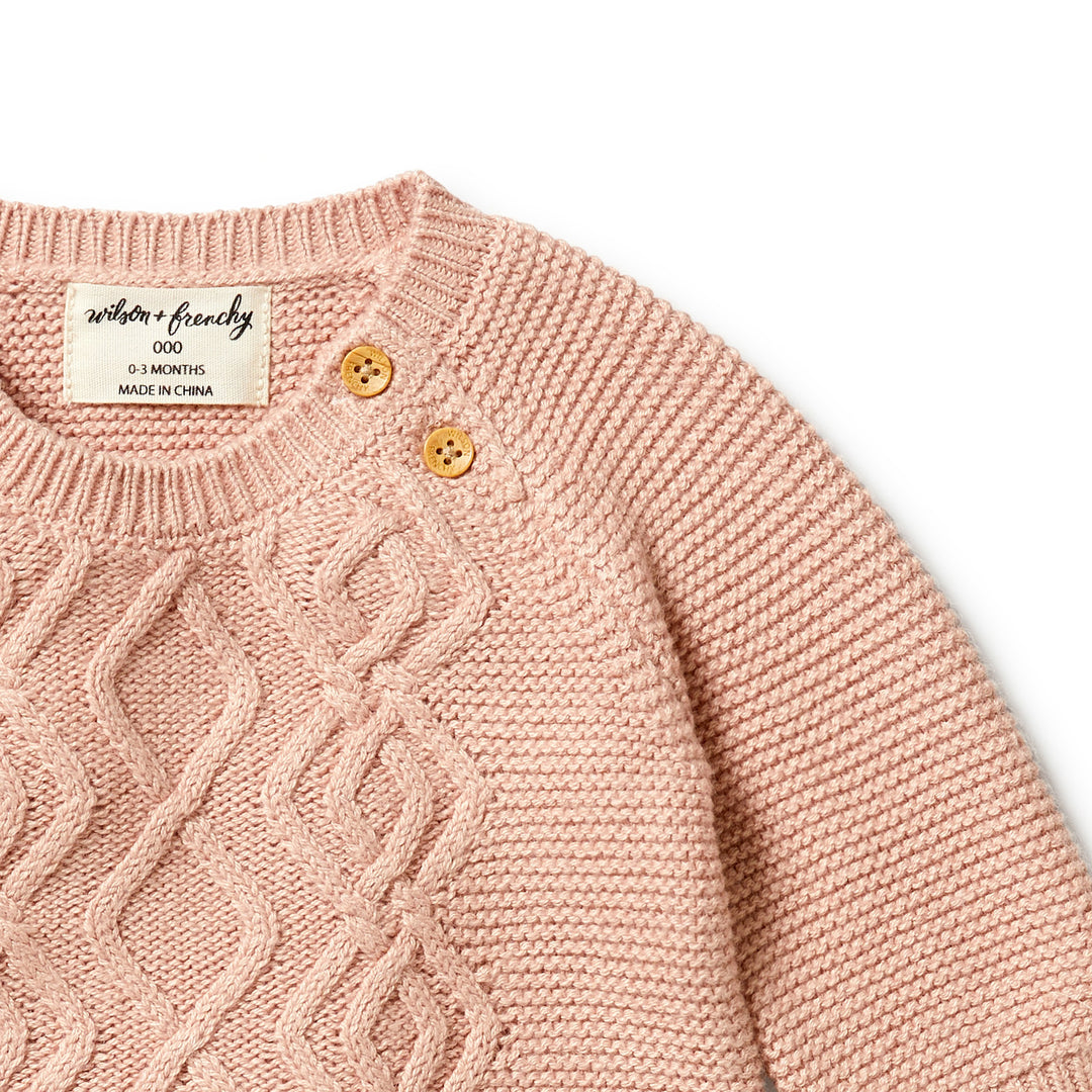 Wilson and Frenchy Knitted Cable Growsuit - Rose