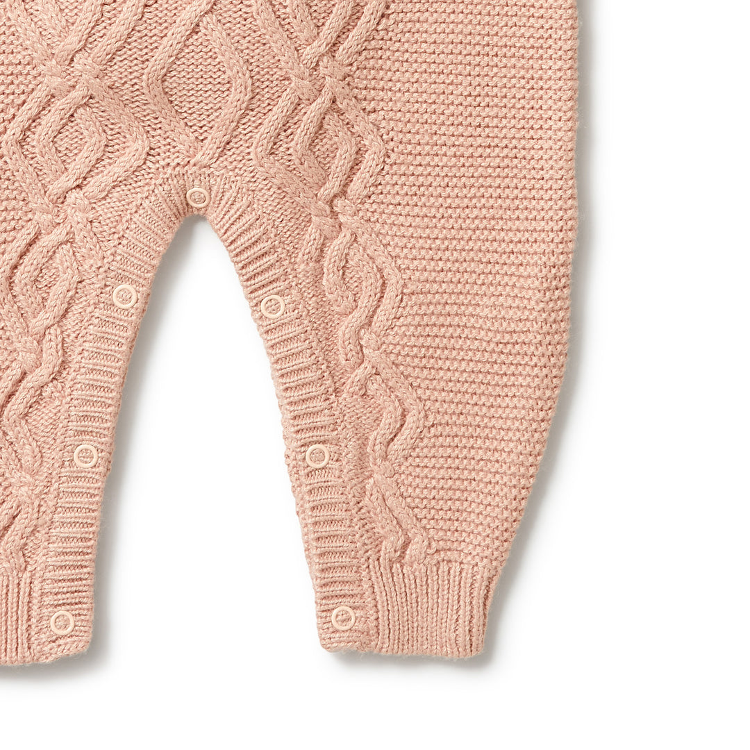 Wilson and Frenchy Knitted Cable Growsuit - Rose