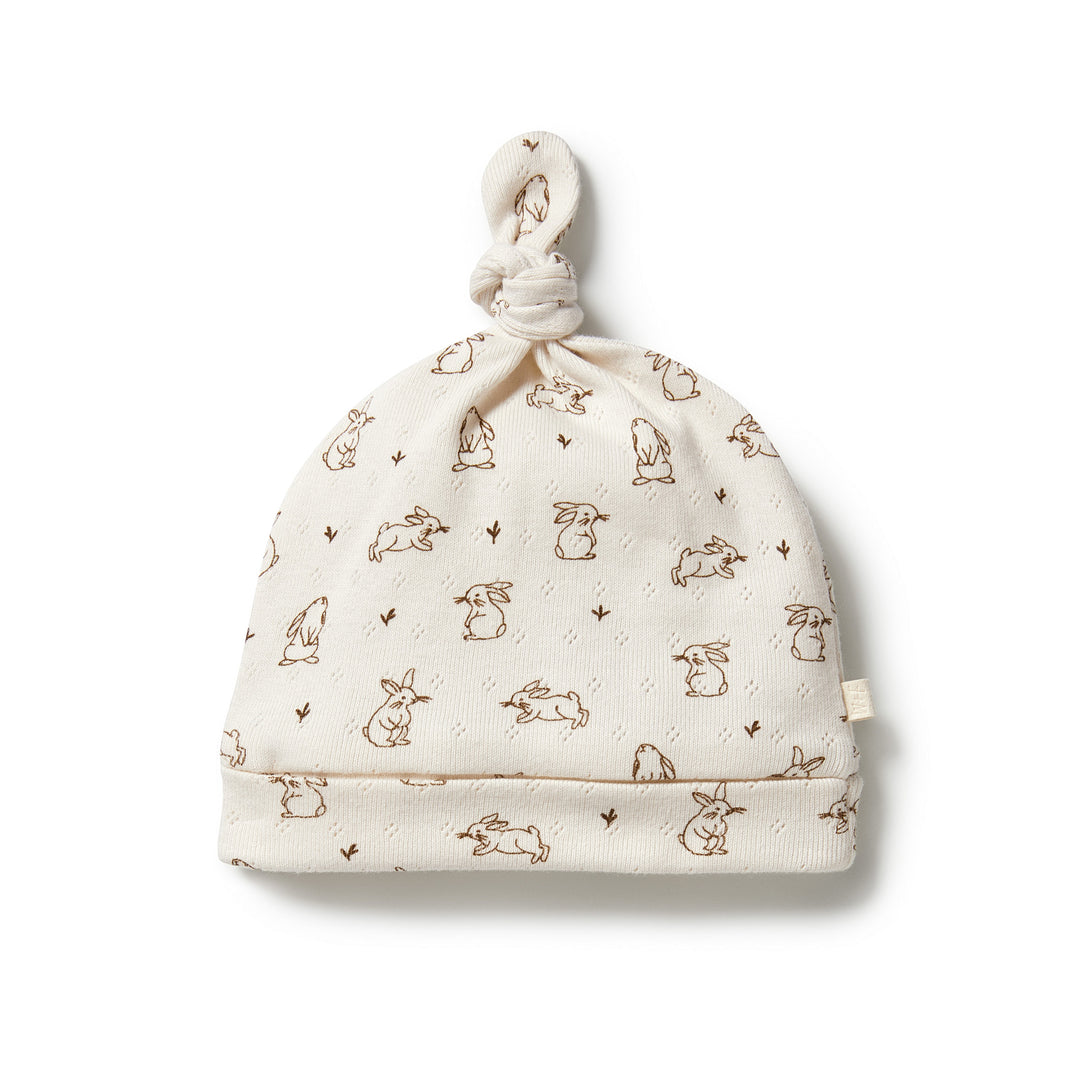 Wilson and Frenchy Organic Pointelle Knot Hat - Bunny Love