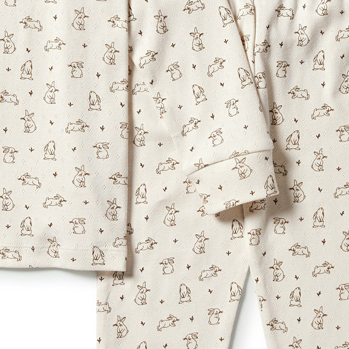 Wilson and Frenchy Organic Pointelle Long Sleeve Pyjamas - Bunny Love