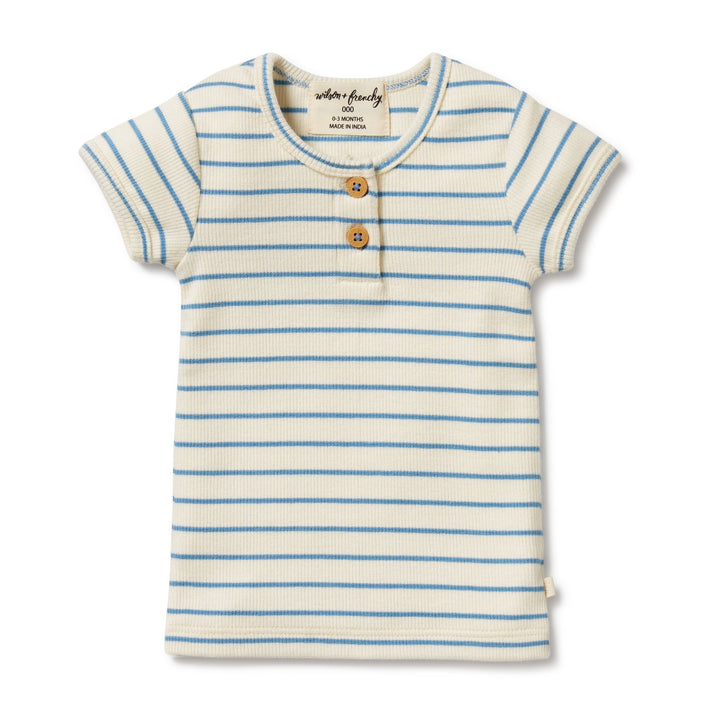 Wilson and Frenchy Petit Blue Organic Henley Tee