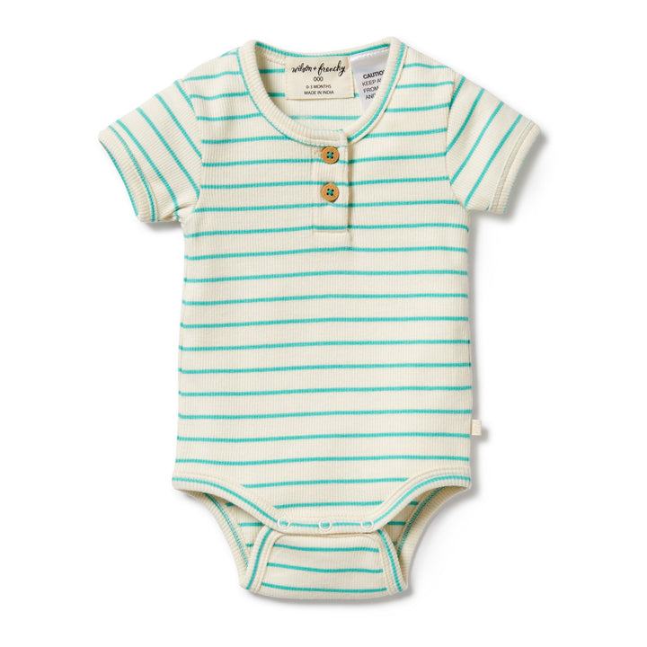 Wilson and Frenchy Petit Green Organic Henley Bodysuit